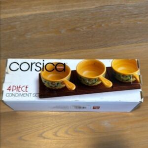 Corsica Esmeralda 4 Piece Hand Painted and Hand Crafted Condiment Set